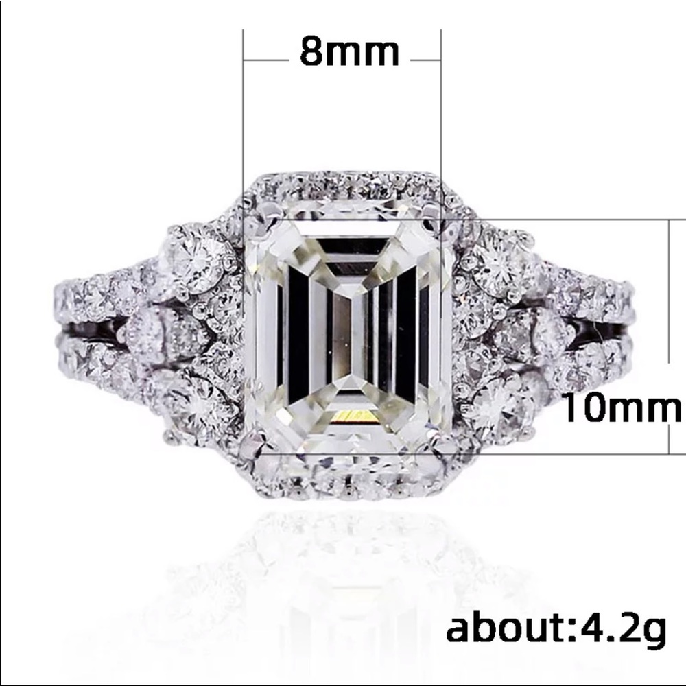 New Luxury Wedding Party 925 Silver Diamond Ring - Picture 4 of 4